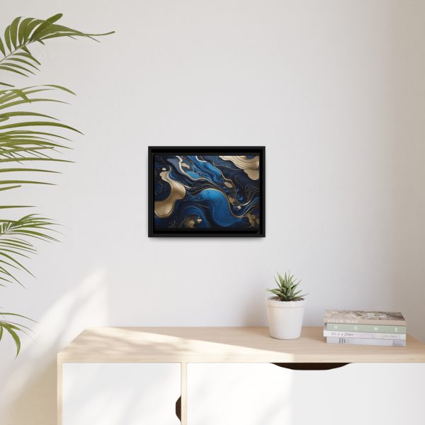 Blue Gold Abstract Art 2 Matte Canvas, Black Frame - Image 11