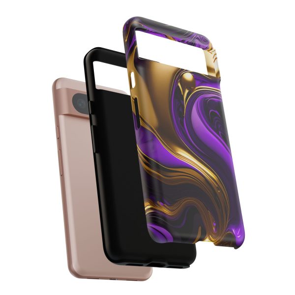 Purple and Gold Liquid iPhone | Samsung | Samsung Galaxy | Google Pixel - Cell Phone Tough Cases - Image 233