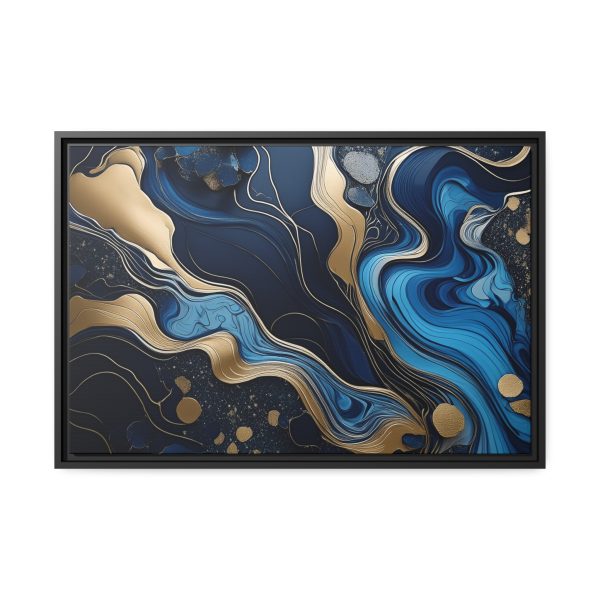 Blue Gold Abstract Art 1 Matte Canvas, Black Frame - Image 21