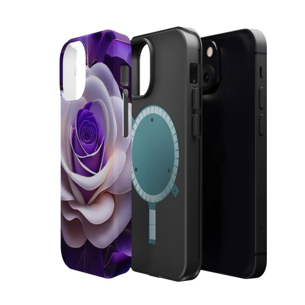 Purple and White Custom Magnetic Tough Case for iPhone - Dual Layer Protection with MagSafe® Compatibility - Matte or Glossy Finish - Image 57