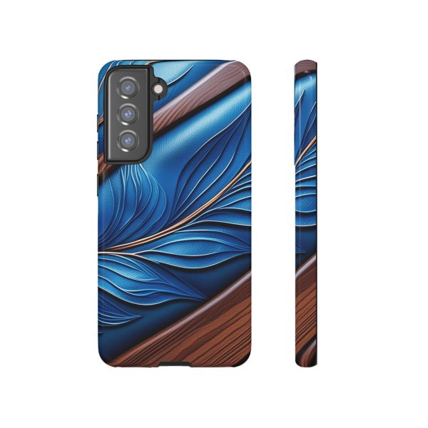 Blue Leather iPhone | Samsung | Samsung Galaxy | Google Pixel - Cell Phone Tough Cases - Image 74