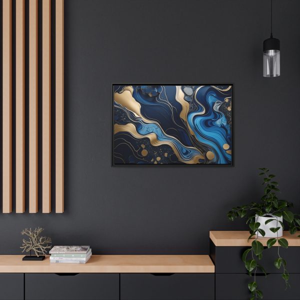 Blue Gold Abstract Art 1 Matte Canvas, Black Frame - Image 32