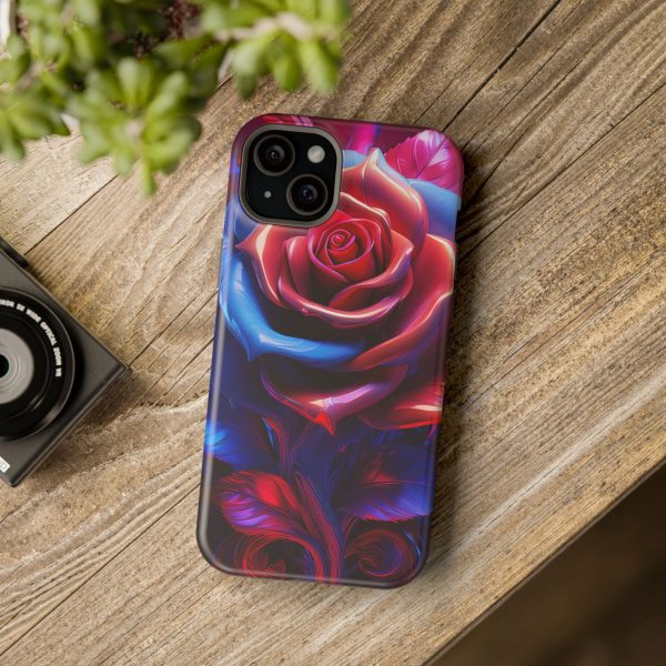 Red and Blue Rose- Custom Magnetic Tough Case for iPhone - Dual Layer Protection with MagSafe® Compatibility - Matte or Glossy Finish - Image 110