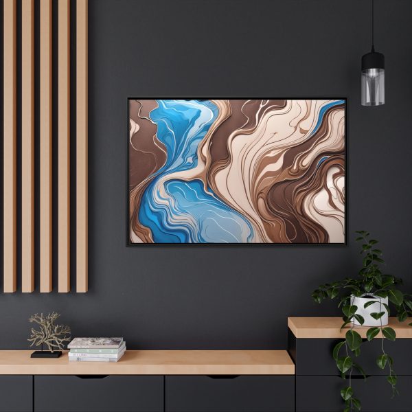 Brown and Teal Abstract BT3 Matte Canvas, Black Frame - Image 40