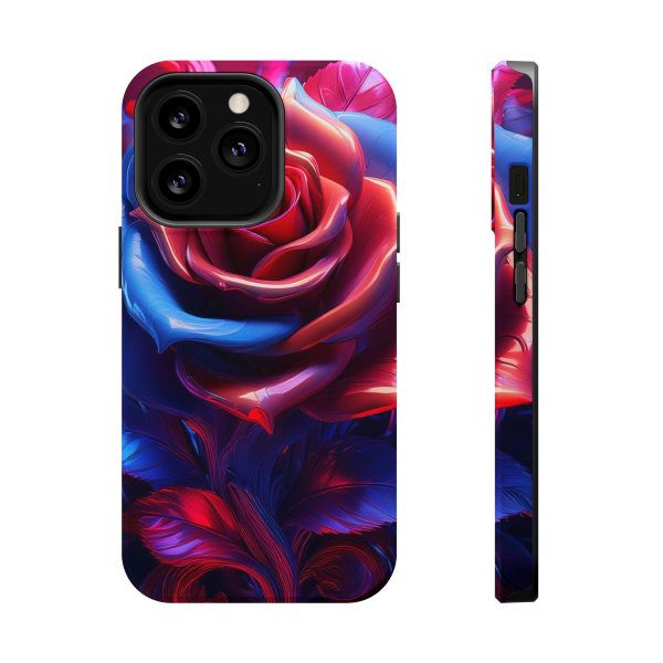 Red and Blue Rose- Custom Magnetic Tough Case for iPhone - Dual Layer Protection with MagSafe® Compatibility - Matte or Glossy Finish - Image 66