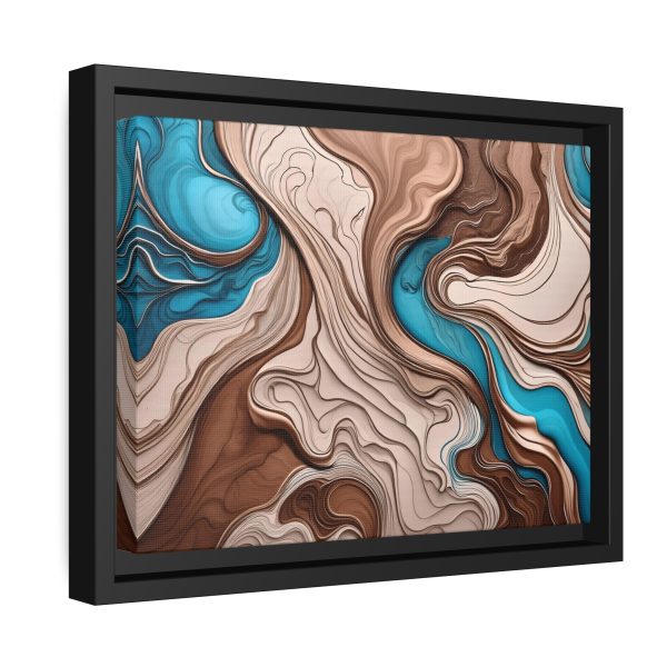 Brown and Teal Abstract BT1 Matte Canvas, Black Frame - Image 2