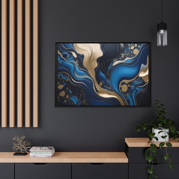 Blue Gold Abstract Art 3 Matte Canvas, Black Frame - Image 40