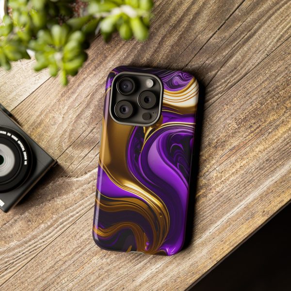 Purple and Gold Liquid iPhone | Samsung | Samsung Galaxy | Google Pixel - Cell Phone Tough Cases - Image 175