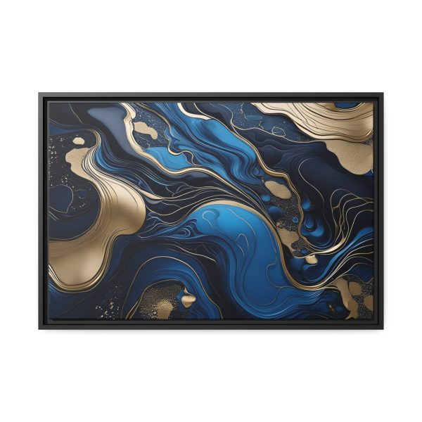 Blue Gold Abstract Art 2 Matte Canvas, Black Frame - Image 21