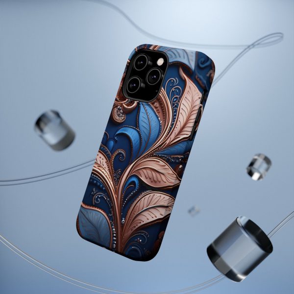 Blue Gold Paisley BRG1- Custom Magnetic Tough Case for iPhone - Dual Layer Protection with MagSafe® Compatibility - Matte or Glossy Finish - Image 40