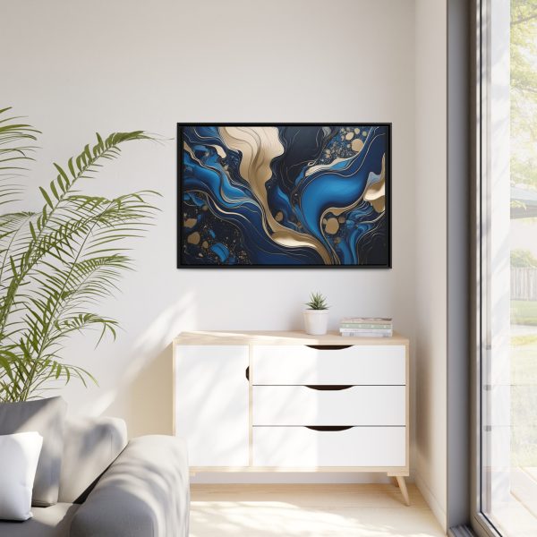 Blue Gold Abstract Art 3 Matte Canvas, Black Frame - Image 39