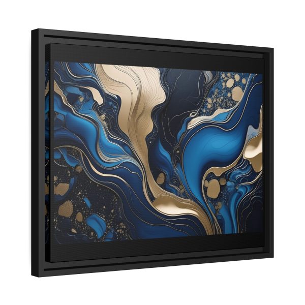 Blue Gold Abstract Art 3 Matte Canvas, Black Frame - Image 14