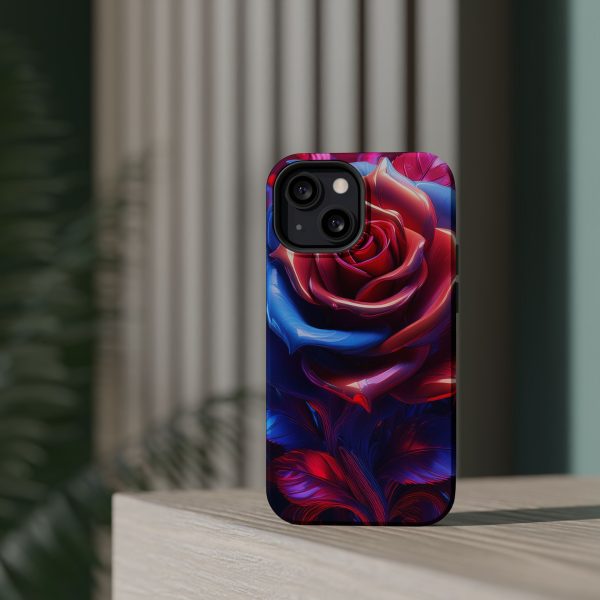 Red and Blue Rose- Custom Magnetic Tough Case for iPhone - Dual Layer Protection with MagSafe® Compatibility - Matte or Glossy Finish - Image 59