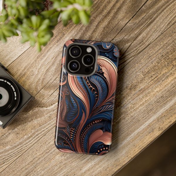 Blue Gold Paisley BRG8 - Custom Magnetic Tough Case for iPhone - Dual Layer Protection with MagSafe® Compatibility - Matte or Glossy Finish - Image 95