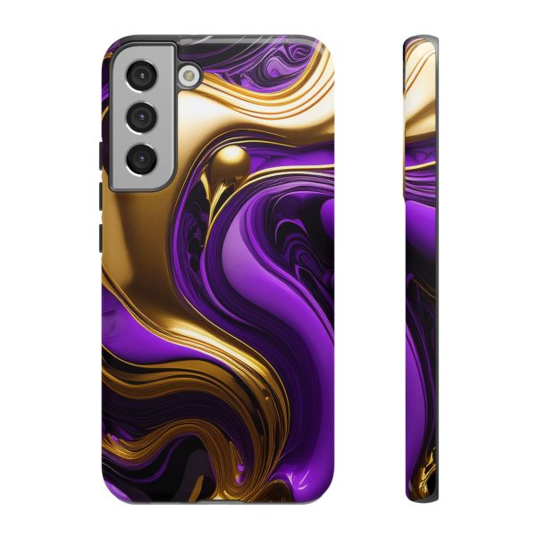 Purple and Gold Liquid iPhone | Samsung | Samsung Galaxy | Google Pixel - Cell Phone Tough Cases - Image 81