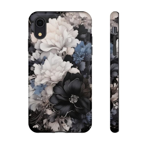 Black and White Flowers iPhone | Samsung | Samsung Galaxy | Google Pixel - Cell Phone Tough Cases - Image 7