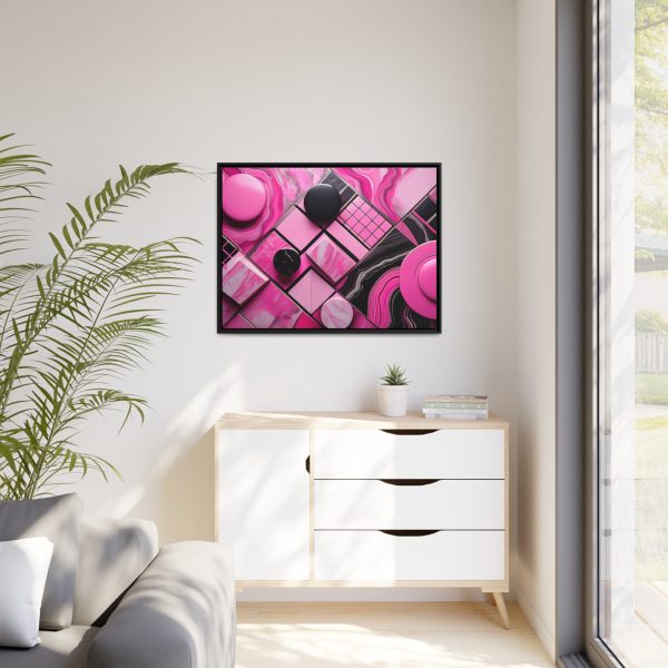 Pink And Black Abstract 2 Matte Canvas, Black Frame - Image 35