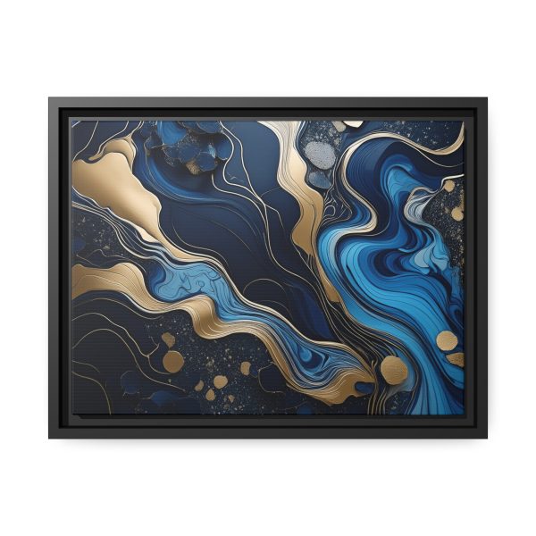 Blue Gold Abstract Art 1 Matte Canvas, Black Frame - Image 9