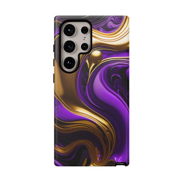 Purple and Gold Liquid iPhone | Samsung | Samsung Galaxy | Google Pixel - Cell Phone Tough Cases - Image 210