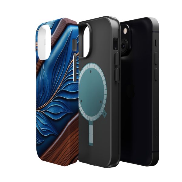 Blue Leather - Custom Magnetic Tough Case for iPhone - Dual Layer Protection with MagSafe® Compatibility - Matte or Glossy Finish - Image 58