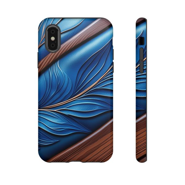 Blue Leather iPhone | Samsung | Samsung Galaxy | Google Pixel - Cell Phone Tough Cases - Image 6