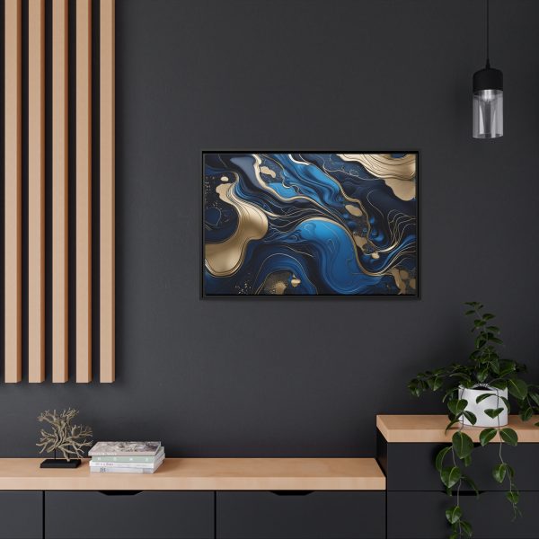 Blue Gold Abstract Art 2 Matte Canvas, Black Frame - Image 32