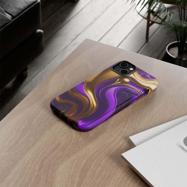 Purple and Gold Liquid iPhone | Samsung | Samsung Galaxy | Google Pixel - Cell Phone Tough Cases - Image 112