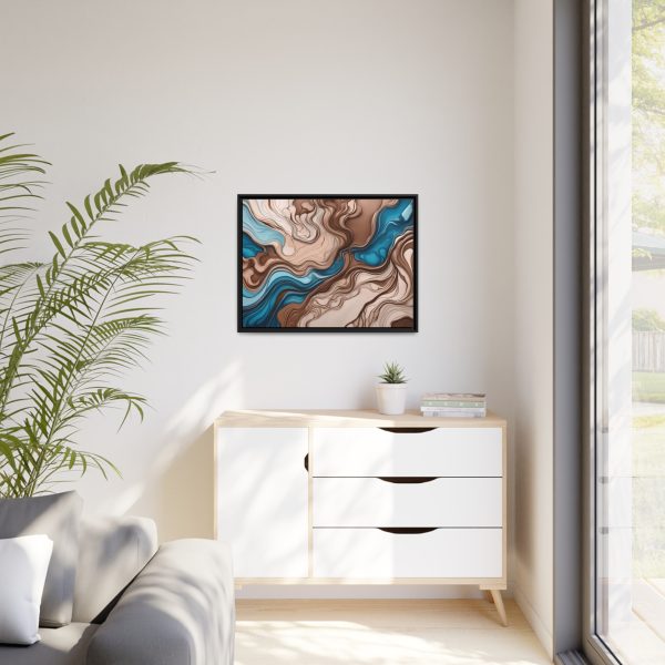 Brown and Teal Abstract BT4 Matte Canvas, Black Frame - Image 27