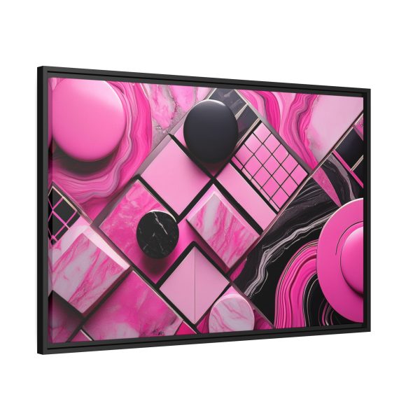 Pink And Black Abstract 2 Matte Canvas, Black Frame - Image 30