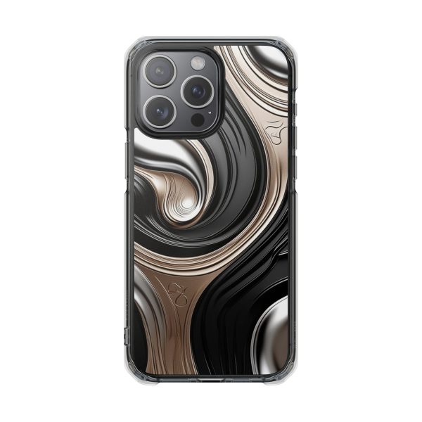 Black and Gold iPhone 15's |14's Magnetic Clear Impact Cases - Image 19