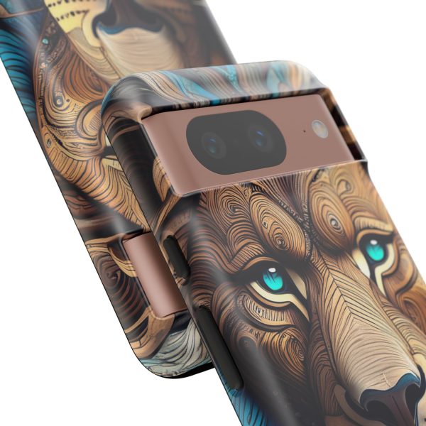 Wood Lion Art iPhone | Google Pixel - Cell Phone Tough Cases - Image 133