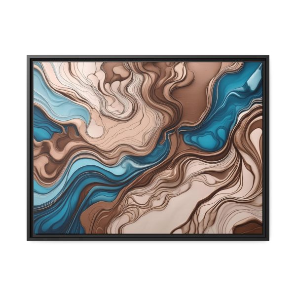 Brown and Teal Abstract BT4 Matte Canvas, Black Frame - Image 25