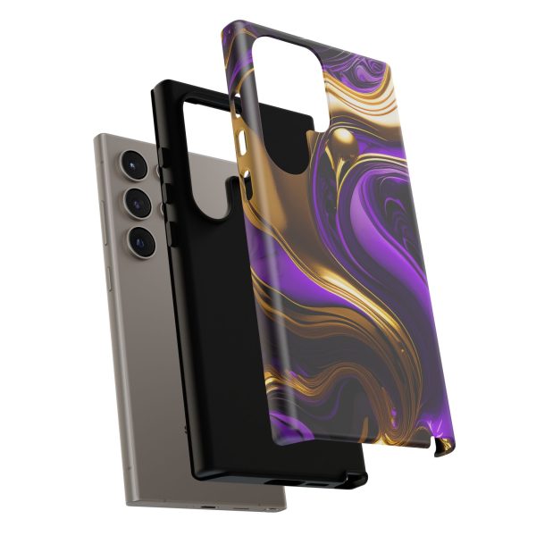 Purple and Gold Liquid iPhone | Samsung | Samsung Galaxy | Google Pixel - Cell Phone Tough Cases - Image 213