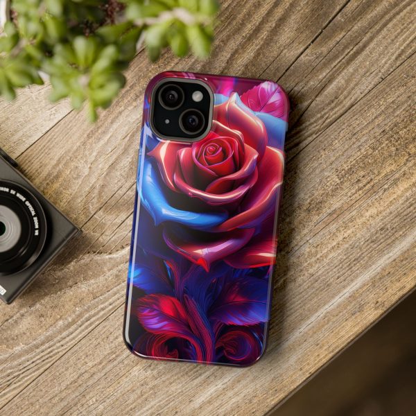 Red and Blue Rose- Custom Magnetic Tough Case for iPhone - Dual Layer Protection with MagSafe® Compatibility - Matte or Glossy Finish - Image 105