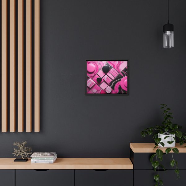 Pink And Black Abstract 2 Matte Canvas, Black Frame - Image 16