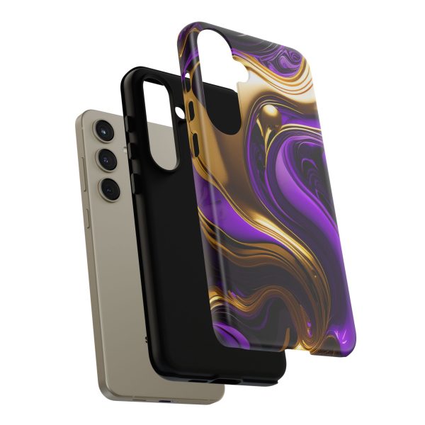 Purple and Gold Liquid iPhone | Samsung | Samsung Galaxy | Google Pixel - Cell Phone Tough Cases - Image 203