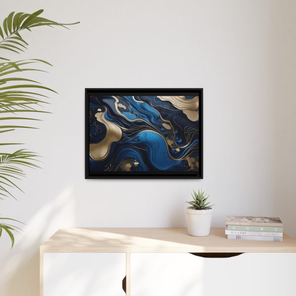 Blue Gold Abstract Art 2 Matte Canvas, Black Frame - Image 19