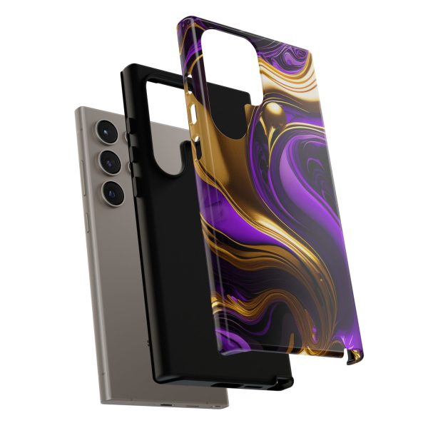 Purple and Gold Liquid iPhone | Samsung | Samsung Galaxy | Google Pixel - Cell Phone Tough Cases - Image 208