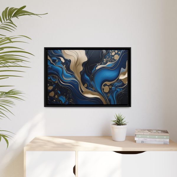 Blue Gold Abstract Art 3 Matte Canvas, Black Frame - Image 23