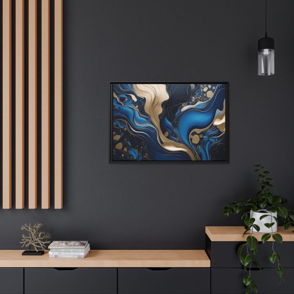 Blue Gold Abstract Art 3 Matte Canvas, Black Frame - Image 32