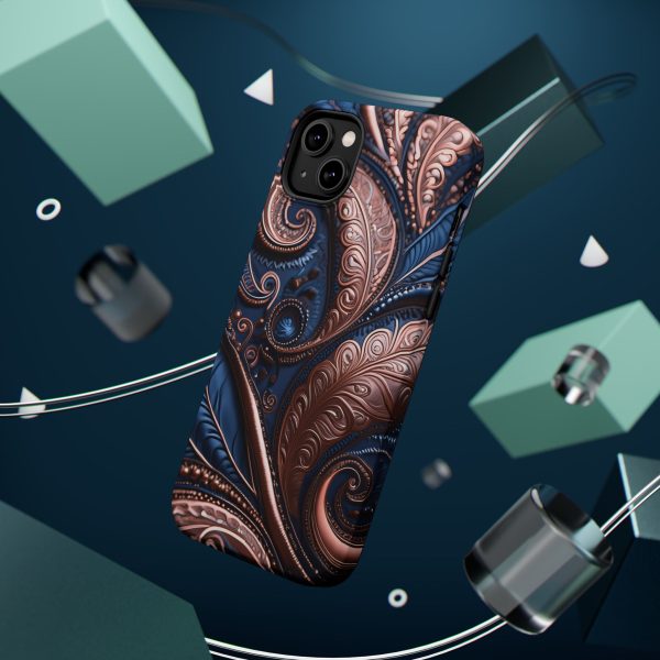 Blue Gold Paisley BRG2- Custom Magnetic Tough Case for iPhone - Dual Layer Protection with MagSafe® Compatibility - Matte or Glossy Finish - Image 28