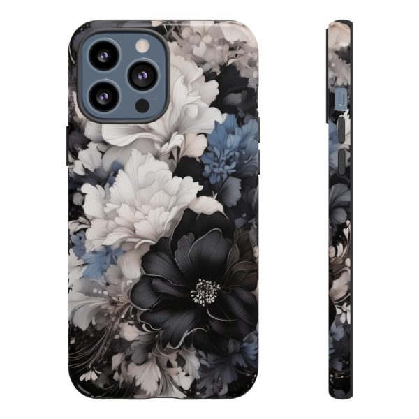 Black and White Flowers iPhone | Samsung | Samsung Galaxy | Google Pixel - Cell Phone Tough Cases - Image 45