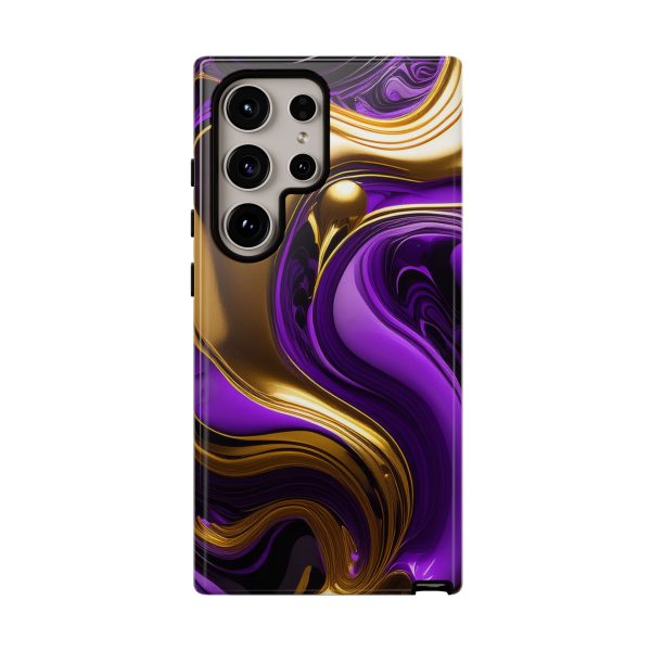 Purple and Gold Liquid iPhone | Samsung | Samsung Galaxy | Google Pixel - Cell Phone Tough Cases - Image 205