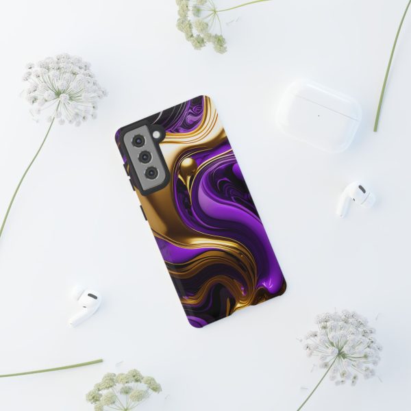 Purple and Gold Liquid iPhone | Samsung | Samsung Galaxy | Google Pixel - Cell Phone Tough Cases - Image 50