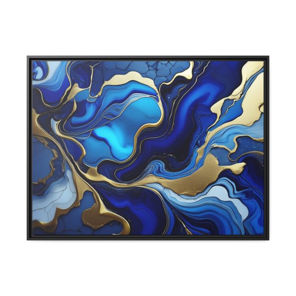 Royal Blue Gold RB1 Marble Matte Canvas, Black Frame - Image 33