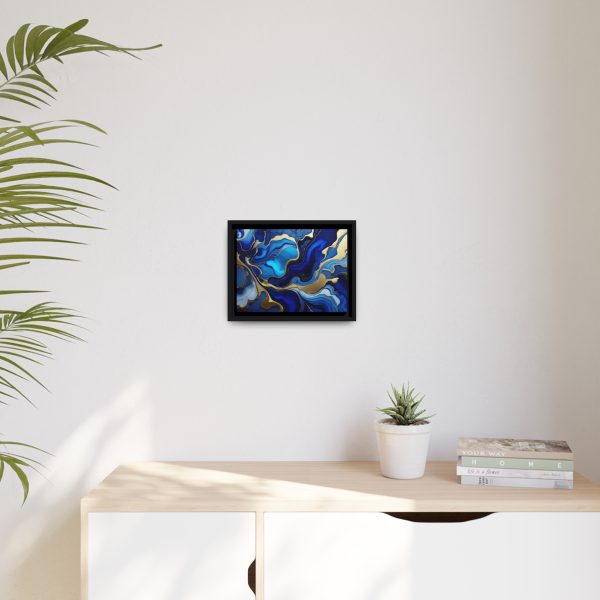 Royal Blue Gold RB1 Marble Matte Canvas, Black Frame - Image 3