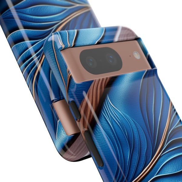 Blue Leather iPhone | Samsung | Samsung Galaxy | Google Pixel - Cell Phone Tough Cases - Image 227