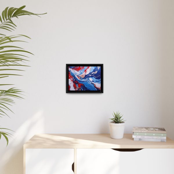 Red White and Blue TS2 Marble Matte Canvas, Black Frame - Image 3