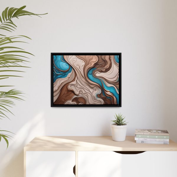 Brown and Teal Abstract BT1 Matte Canvas, Black Frame - Image 19