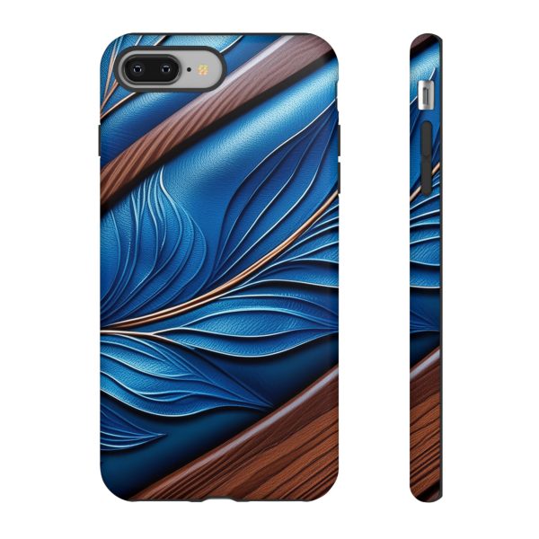 Blue Leather iPhone | Samsung | Samsung Galaxy | Google Pixel - Cell Phone Tough Cases - Image 4